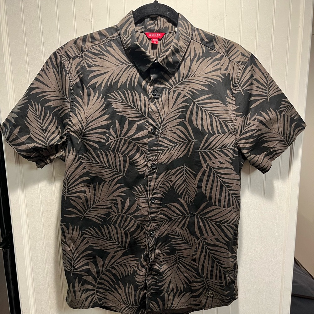 Guess Palm Leaf Short Sleeve Button Down - image 1
